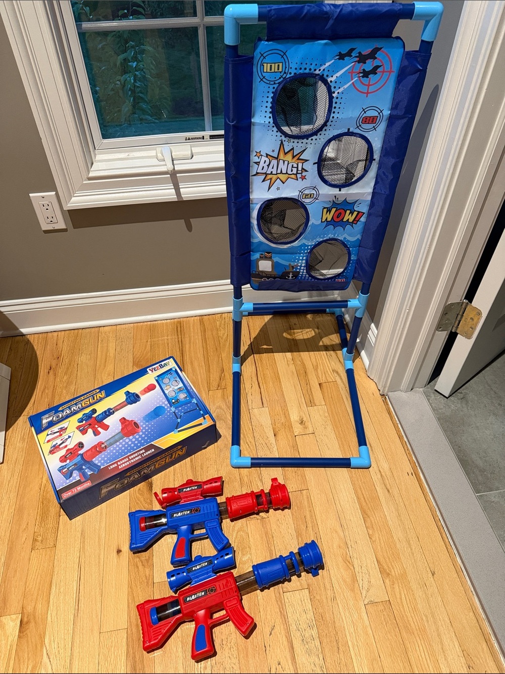 2 Pack Foam Air Blaster with Foam Balls and Scoring Target, Shooting Game